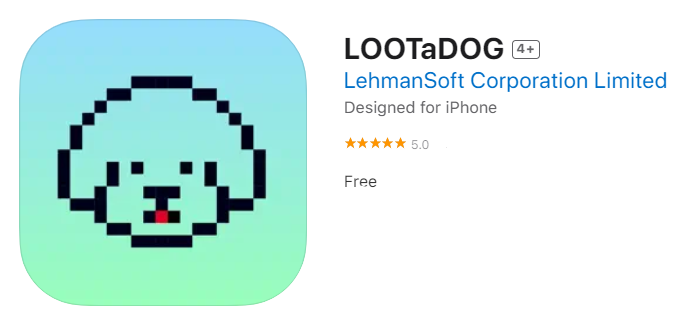 LOOTaDOG AppStore評価が星5